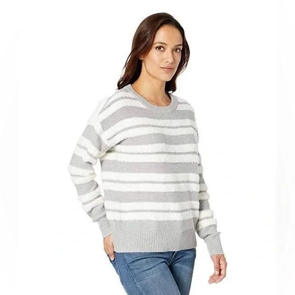 Vince Camuto Grey Stripe Crewneck Sweater - Picture 2 of 5
